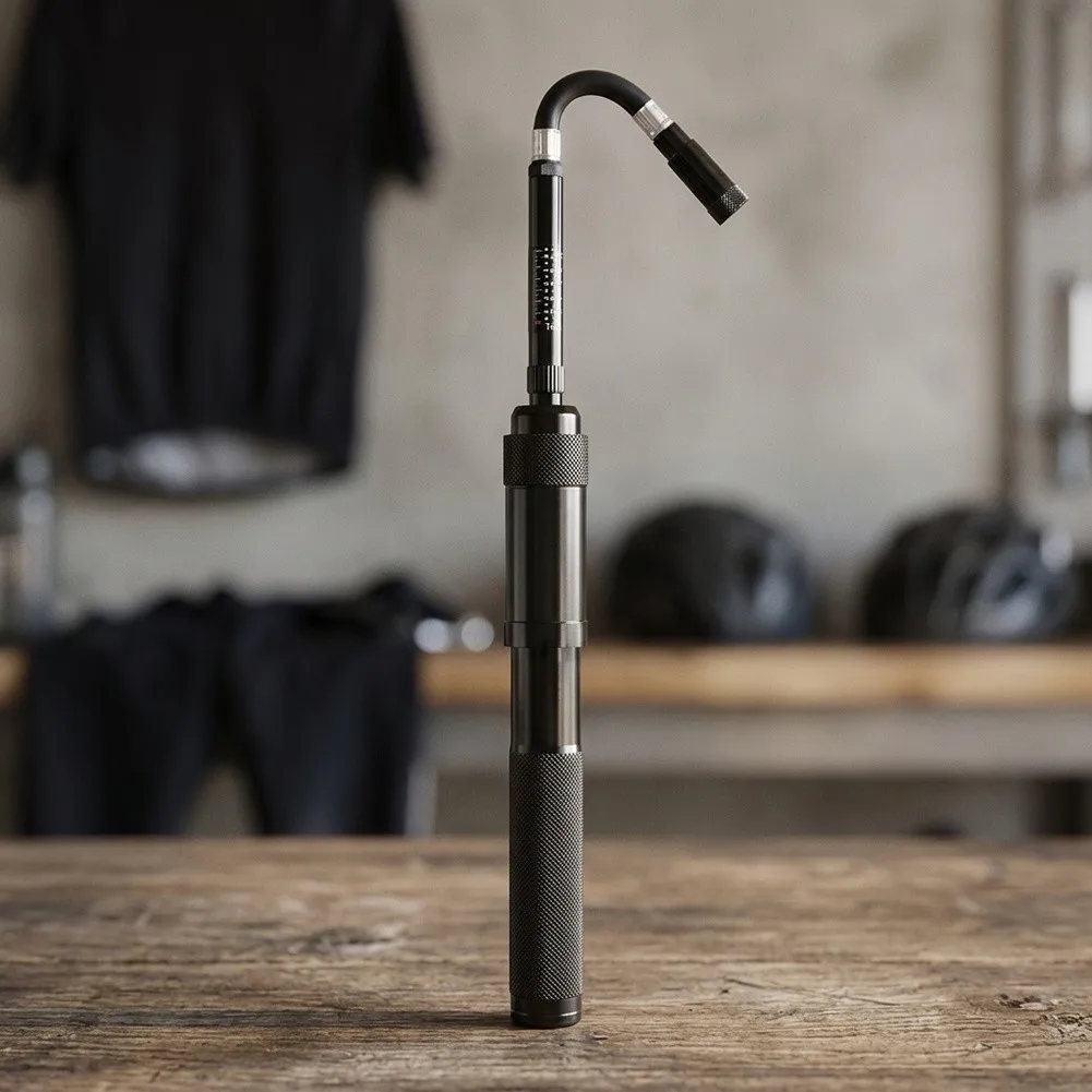 Lightweight Portable Bike Inflator for E-Bike with 260 PSI Max Pressure Twist Lock Nozzle Rotating Ring and Dual Scale Gauge