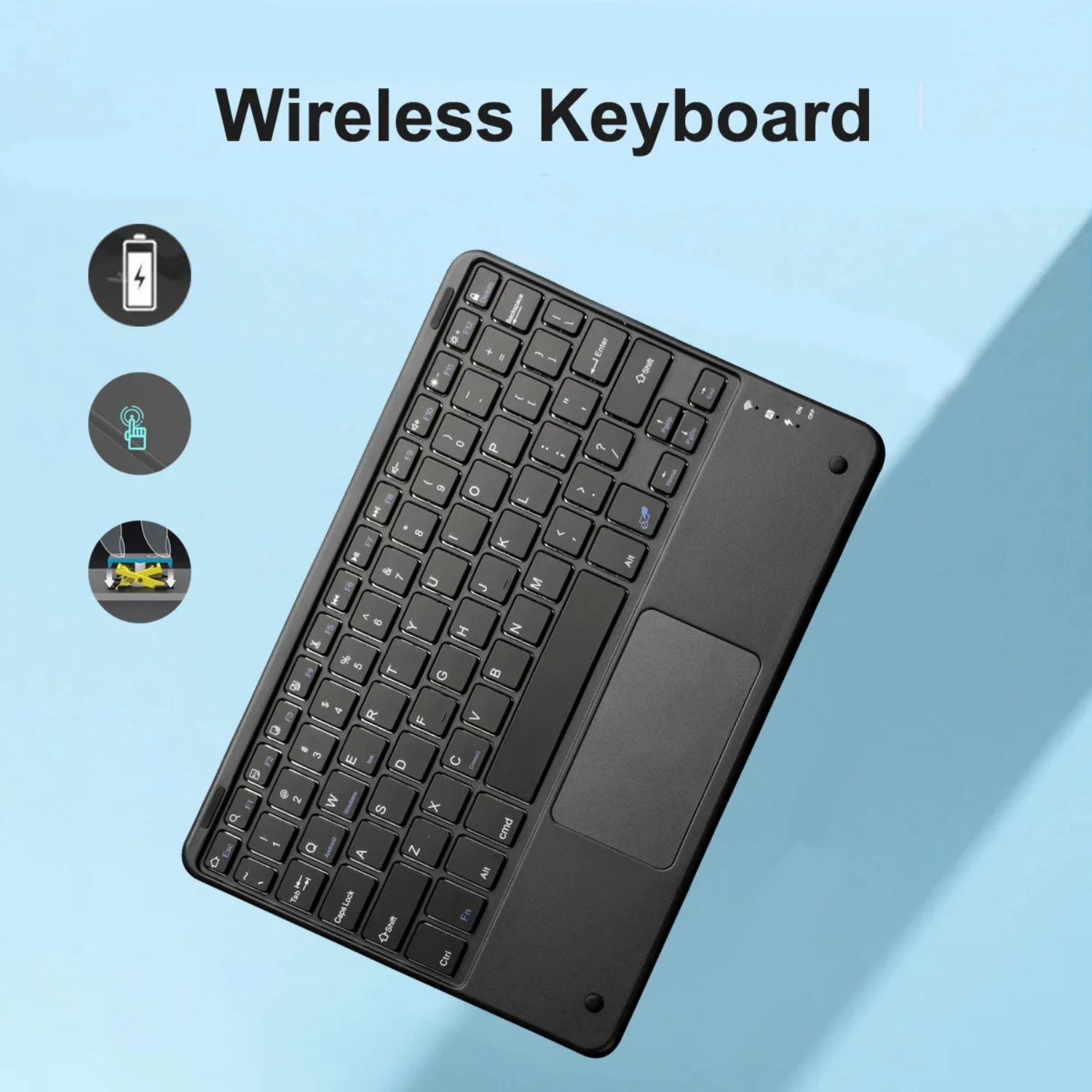 

Wireless Keyboard With Touchpad 78 Keys Bluetooth-Compatible Keyboard Rechargeable For IOS Android Windows Tablet CellPhone