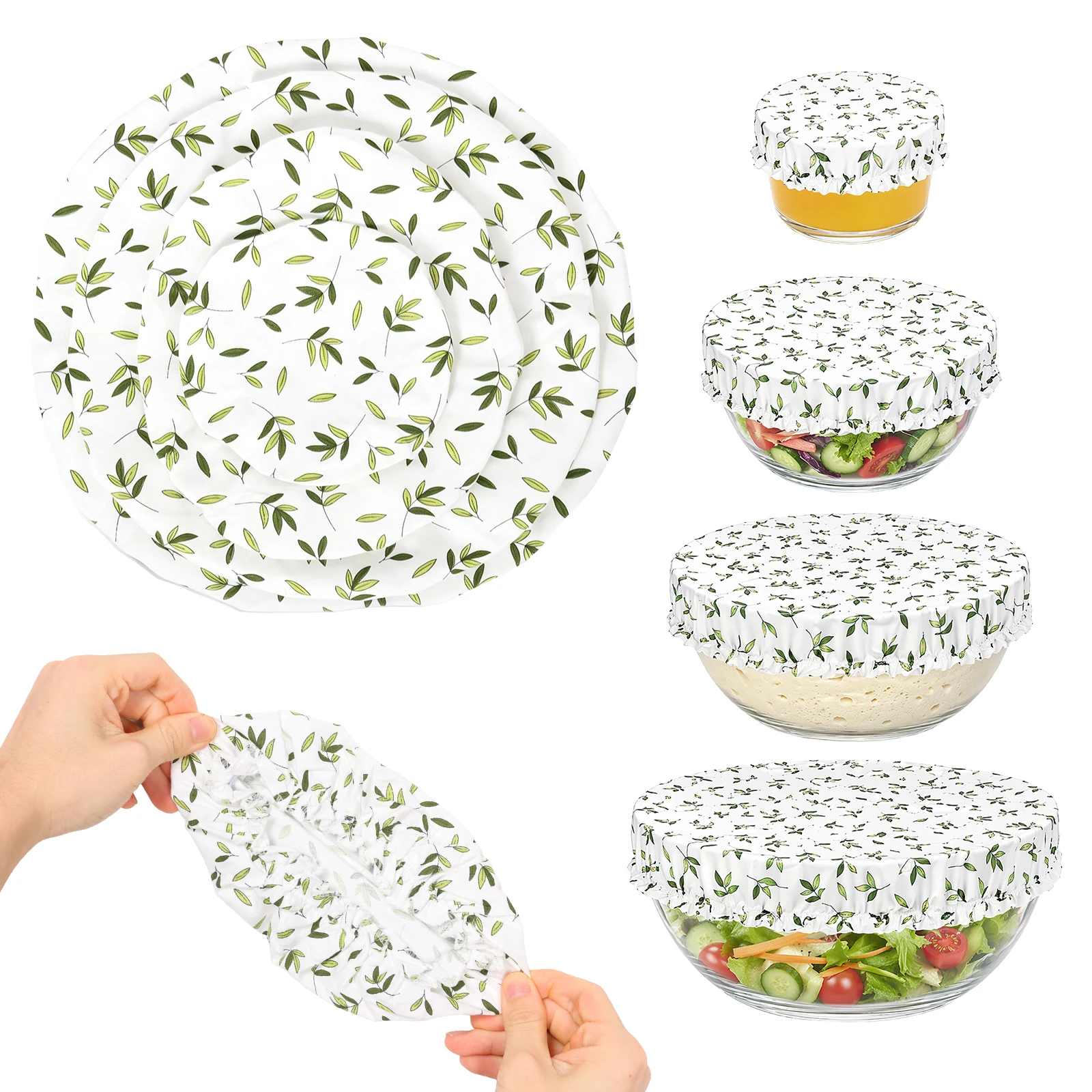 3/4Pcs Reusable Bowl Cover for Bread Proofing Multi Size Elastic Cotton Cloth Mixing Bowl Cover for Home Kitchen Picnic
