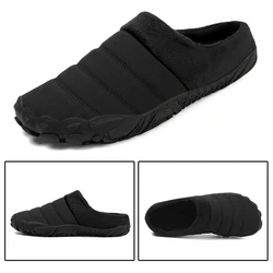 Nowe męskie ciepłe bawełniane kapcie Zimowe pluszowe buty domowe Wodoodporna para Gruba podeszwa Ciepłe futrzane kapcie Outdoor Barefoot Casual Shoes