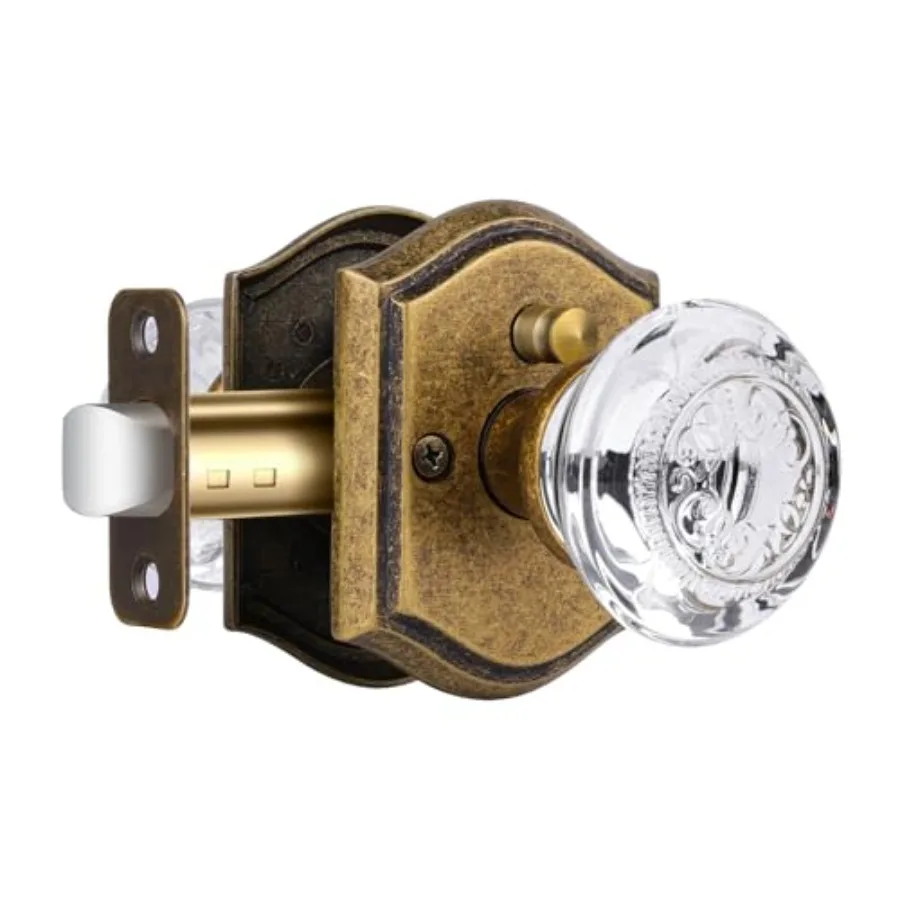

Glass Door Knobs Interior with Lock, Door Knobs Crystal Privacy for Bedroom Bathroom, 1 Pack