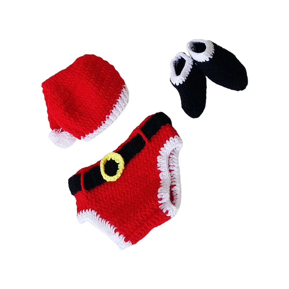 3 قطع عيد الميلاد الاطفال أداء زي مجموعة رائعتين الوليد التصوير الدعائم قبعة Underpant أحذية احتفالية ملابس الحفلات