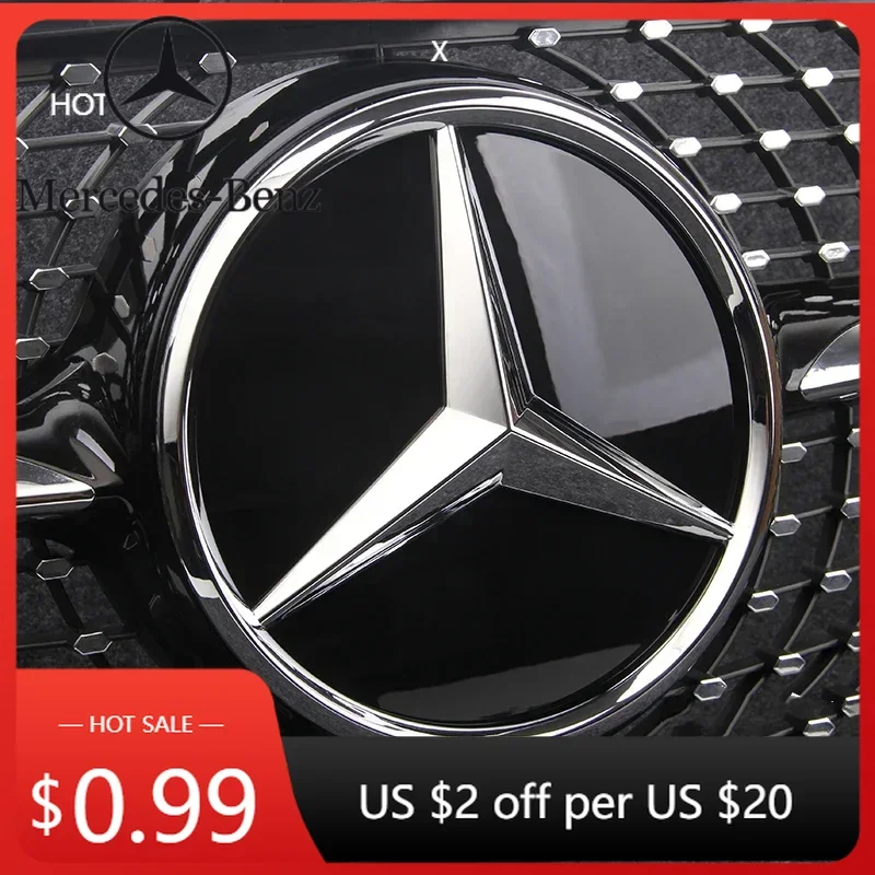 

Car Sticker Car Front Grille Emblem Star Badge Logo Chrome black Silver 3D Mirror For Mercedes Benz W205 W204 W253 W213 W206 W1
