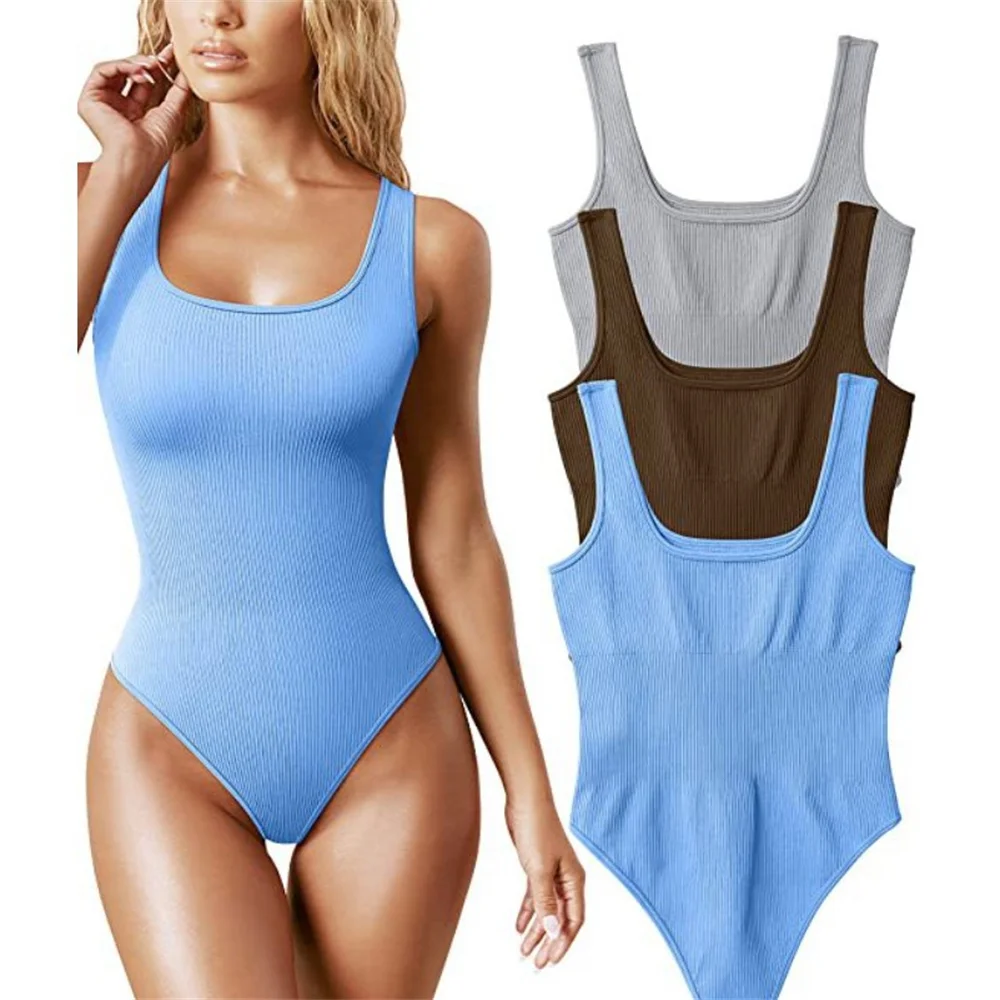 Jocoo Jolee Sleeveless Bodysuits for Women Summer Basic Ribbed  Sexy Crew Neck Racerback Tank Tops Body Suit Going Out