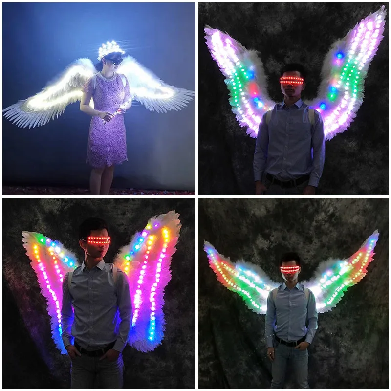 

Colorful Stage Show Angel Feather Wings LED Angle Wing Catwalk Models Performing Butterfly Wings Props Bar Atmosphere Dress Up