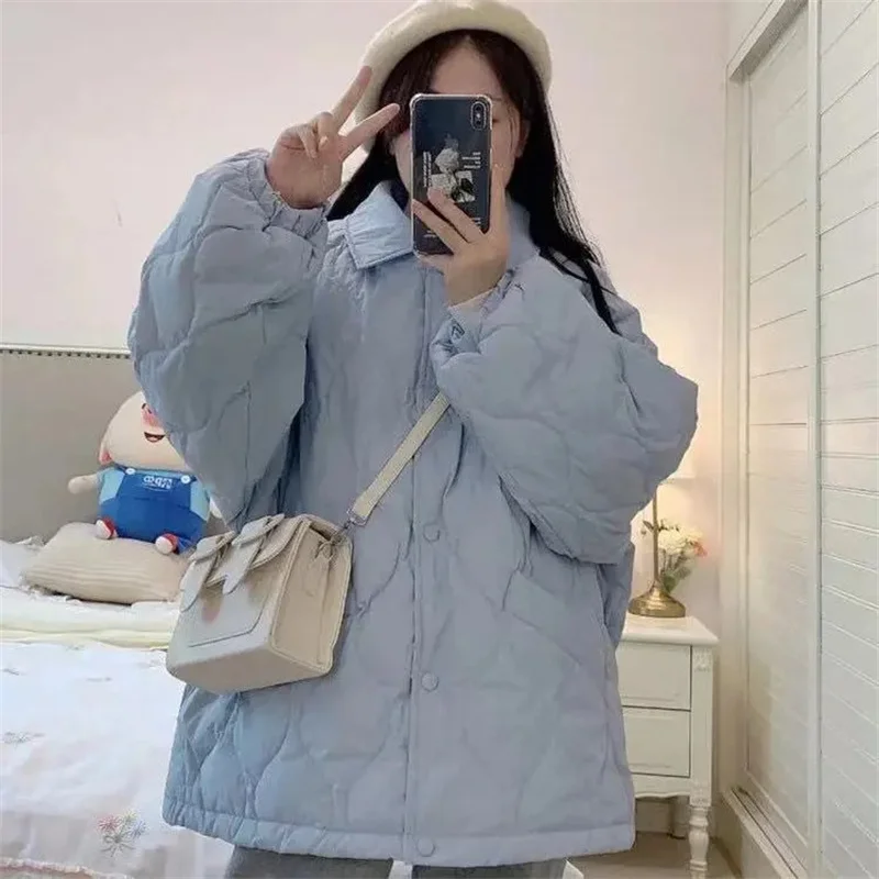 Add Fat Plus 300 Pounds of Bread Coat Cotton-Padded Woman 2023 Winter Korean Version of Thin lazy Wind Cotton-Padded Jacket Ins