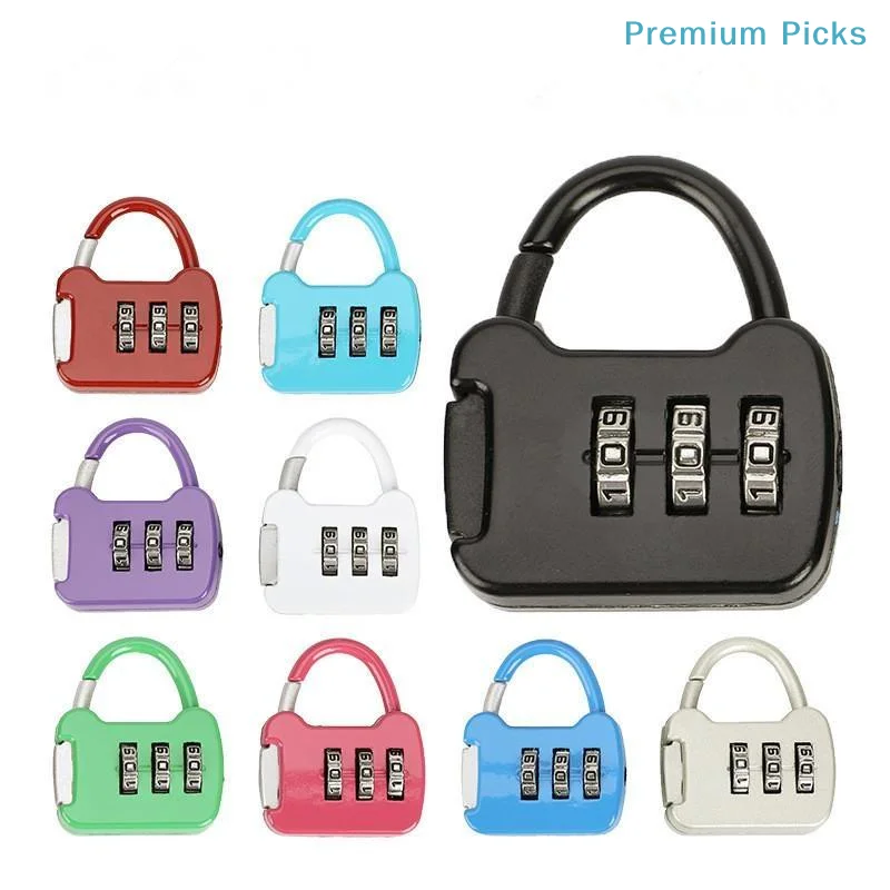 portable3 Digit Combination Padlock Anti-Rust Zinc Alloy Anti-Theft Colorful Password Lock for Suitcase School Locker