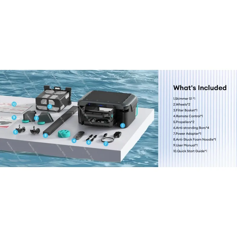 Smart Automatic Solar Powered Pool Cleaning Robot Remote Control Long Battery Life Surface Skimmer