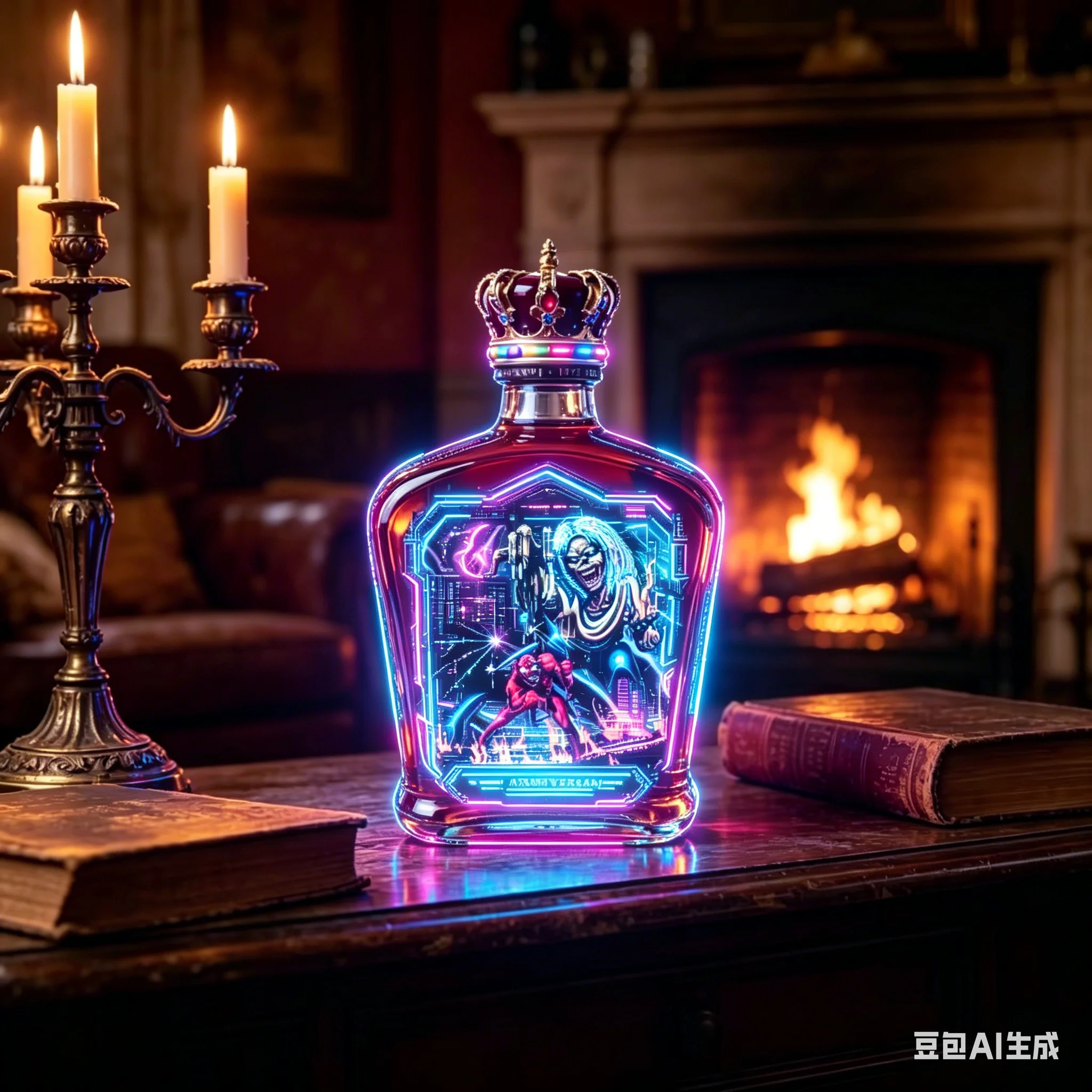 Iron Maiden The Number of the Beast 50th Anniversary Whiskey Decanter Glass Liquor Bottle for Home Bar Decor