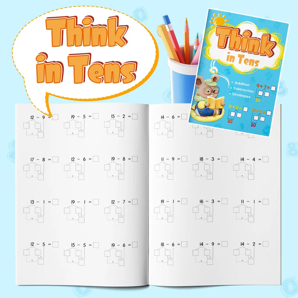 Think in Tens -Make-Ten Addition & Subtraction Strategy Workbook for| Mental Math Within 20, Decompose & Regroup