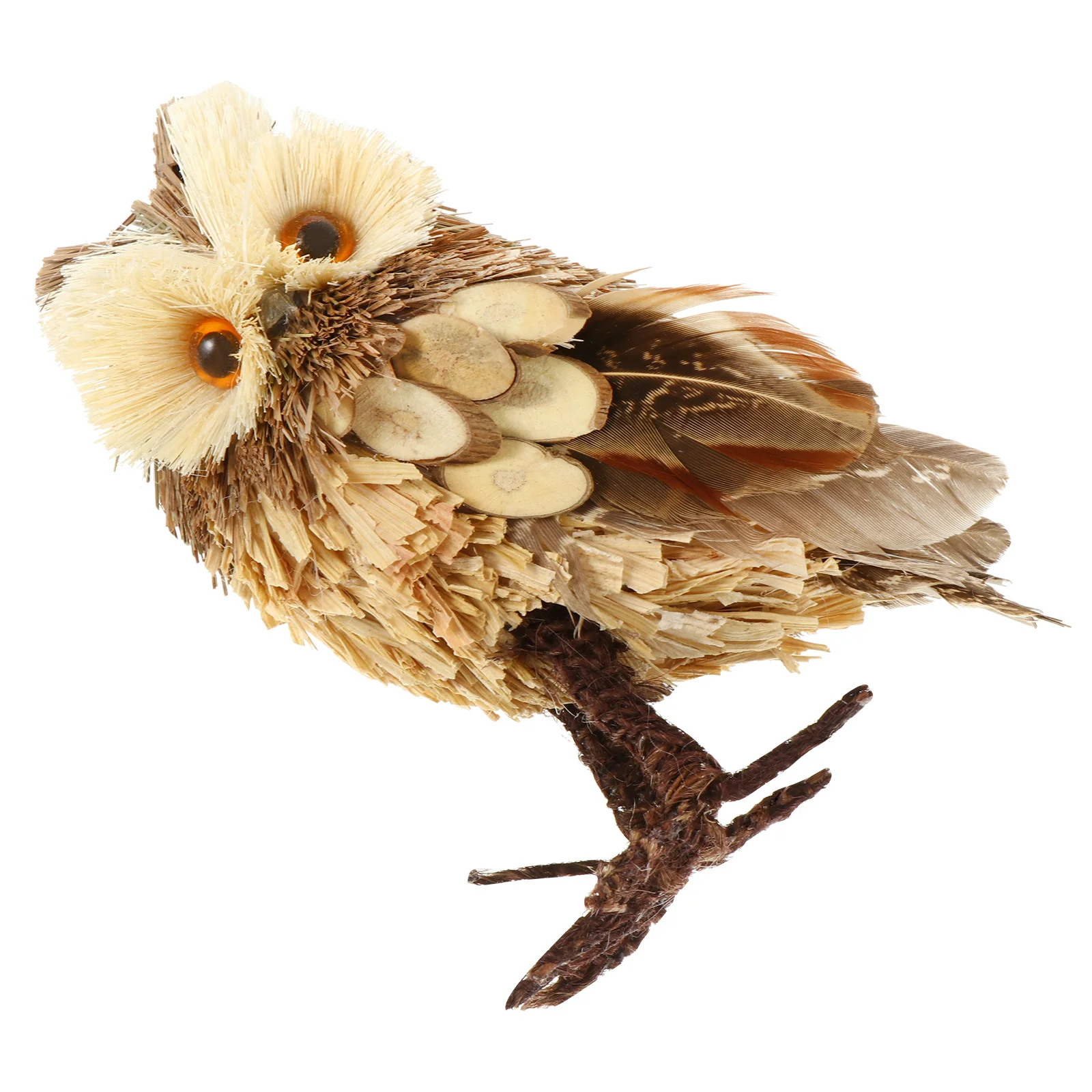 Modelo tejido de paja, adorno de escritorio con forma de Animal, adorno de mesa, modelo de búho, adorno, estatuilla de búho
