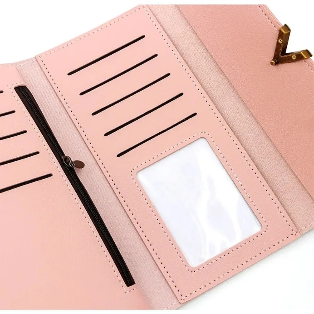 

Новый кошелек-портмоне из ПУ кожи с множеством отделений для карт, длинный кошелек с застежкой-защелкой, женская сумка-клатч с тремя отделениями