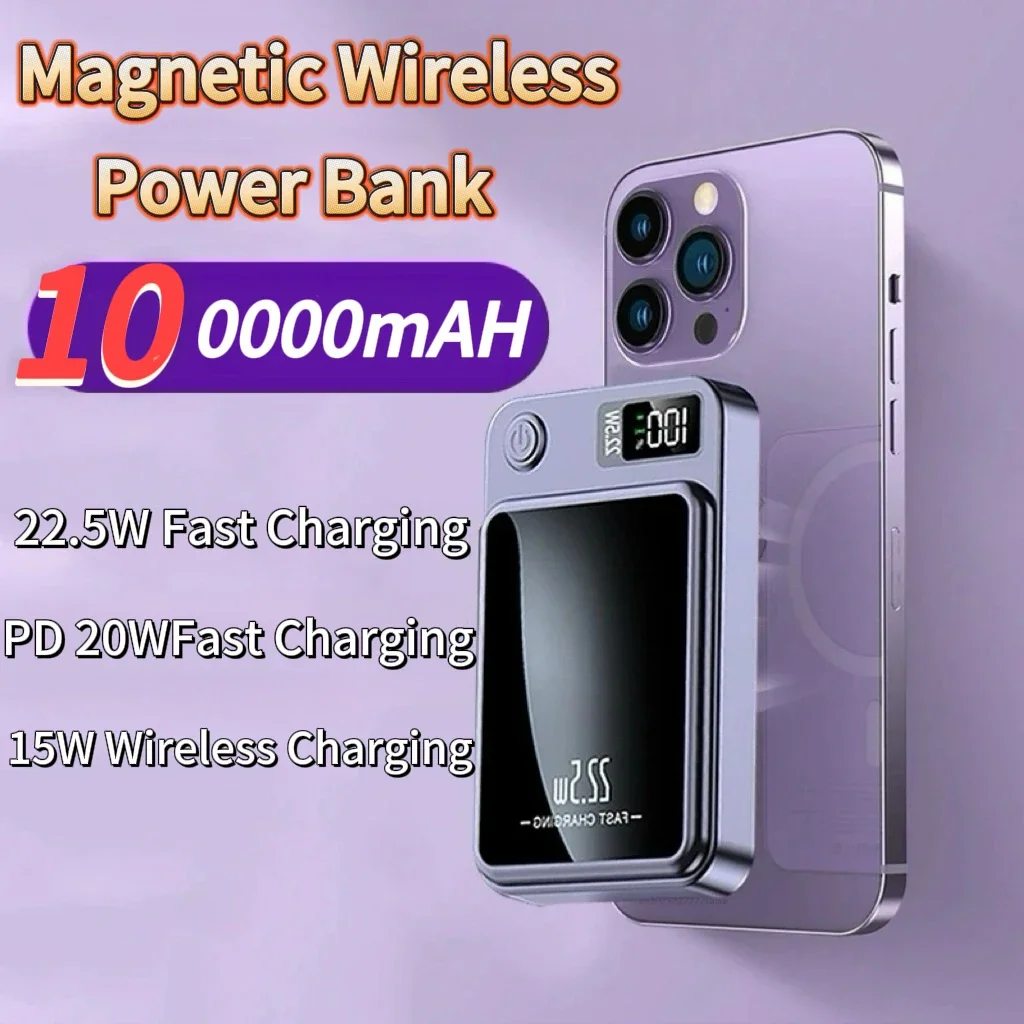 100000mAH Power Bank  22.5W Magnetic Wireless Ultra Capacity Super Fast Charging Magnetic Power Bank For Iphone15 Xiaomi 14 OPPO