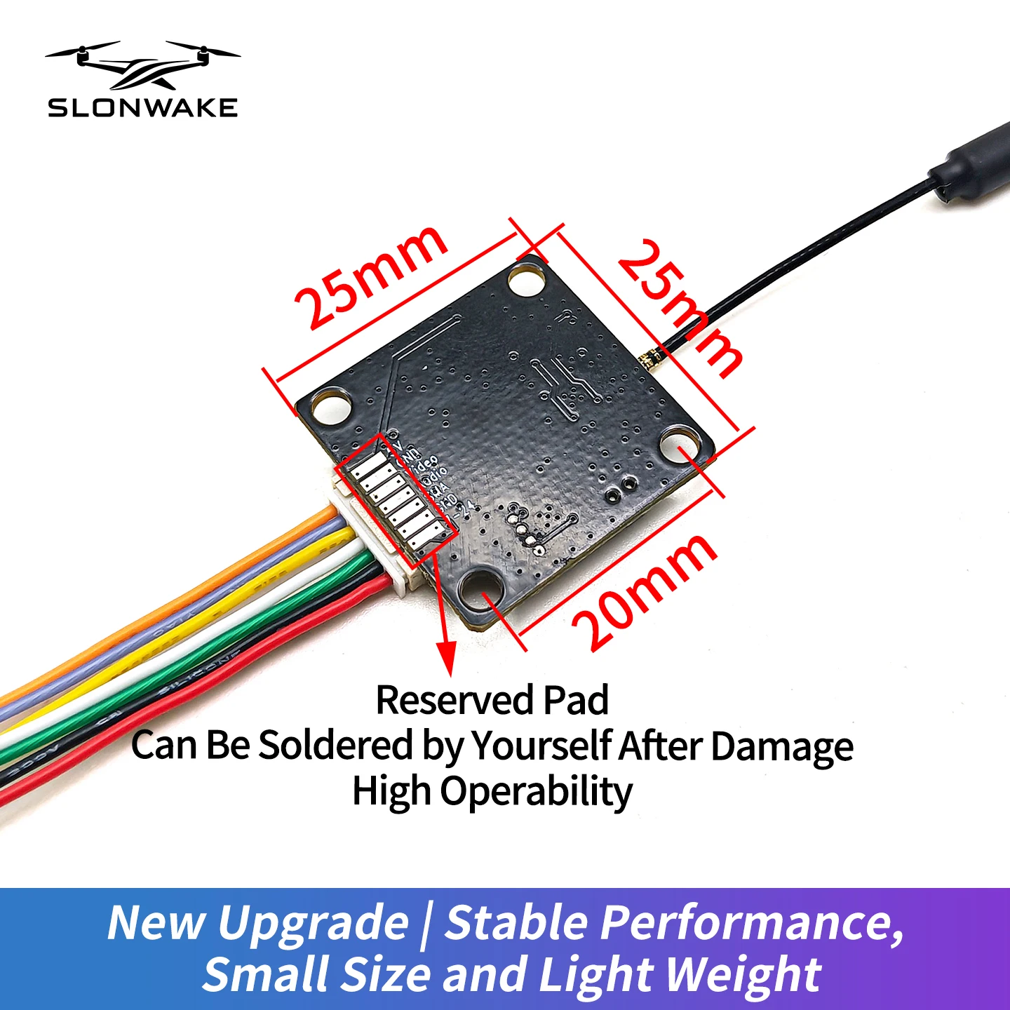 SLONWAKE 5.8G 48CH 600mW VTX وضع الطاقة العالية للتحويل جهاز إرسال الفيديو دعم 7-24 فولت الطاقة لطائرات بدون طيار RC طويلة المدى
