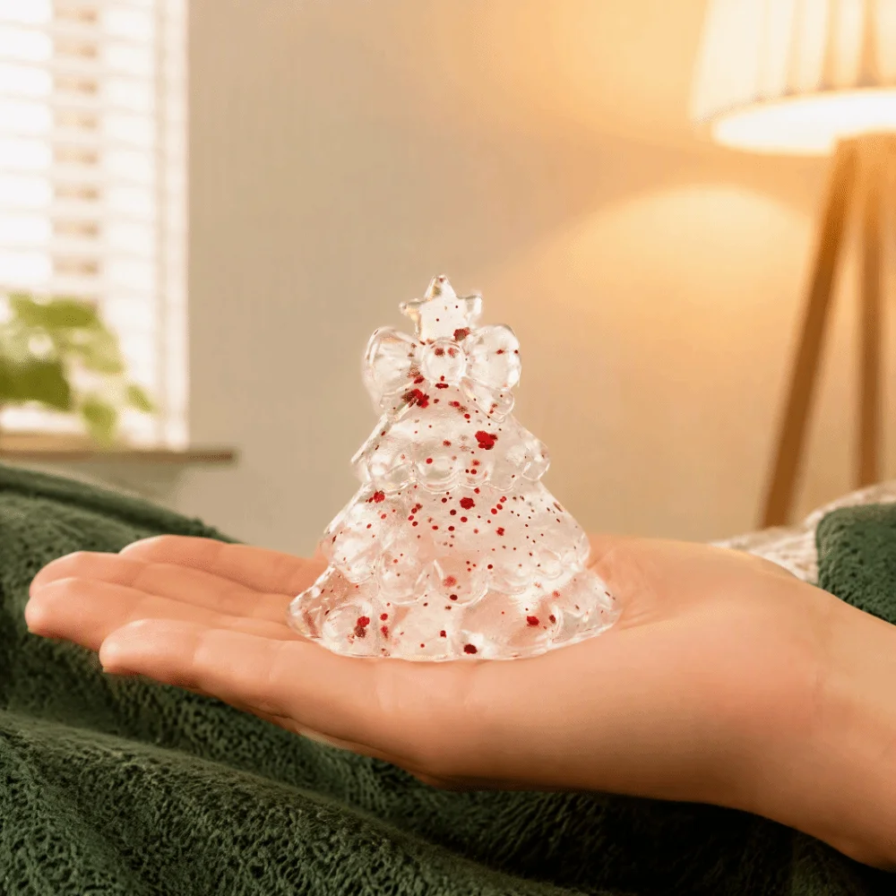 Colorful Christmas Tree Squishy Toy Glitte Transparent Stress Relief Fidget Toy Adorable Design Paper Box Packaging