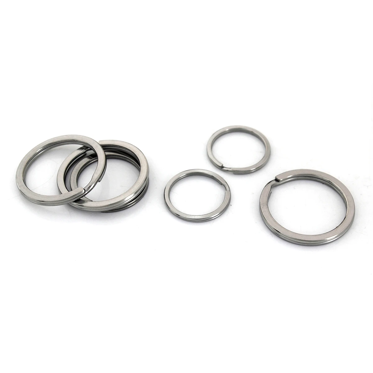 Picture 6: 5pcs Stainless Steel Split Rings Flat-wire Double Loop Keyring O Ring 15-38mm Keychain Keys Holder DIY Hardware Accessories