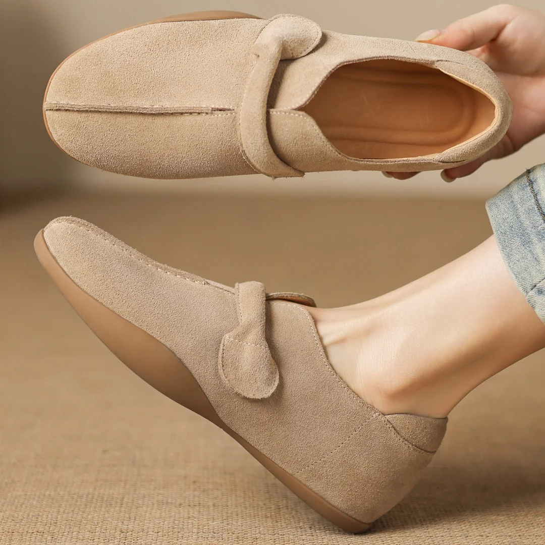 

Женские мокасины danxuefei из натуральной замши с круглым носком, без застежек, высококачественные, мягкие, удобные, повседневные, размер 40