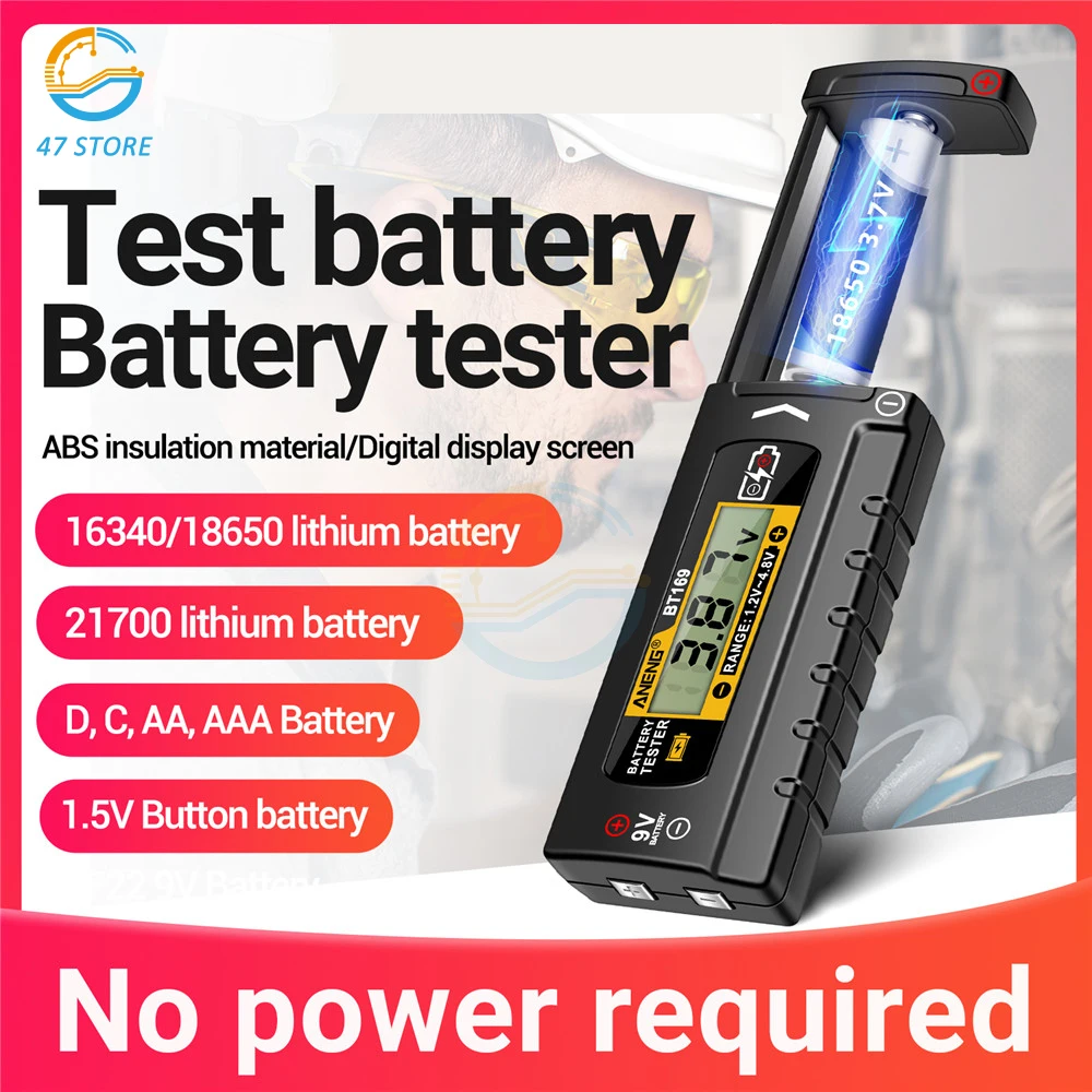 

BT169 Digital Battery Testers Detector Multifunctional Quickly Measure Battery No Power Required for C D AA AAA 9V 1.5V Button