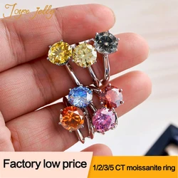 JoyceJelly 1/2/3/5ct Colorful Moissanite Rings For Women With GRA Female Sterling Silver 925 Luxury Jewelry Wholesale Low Price