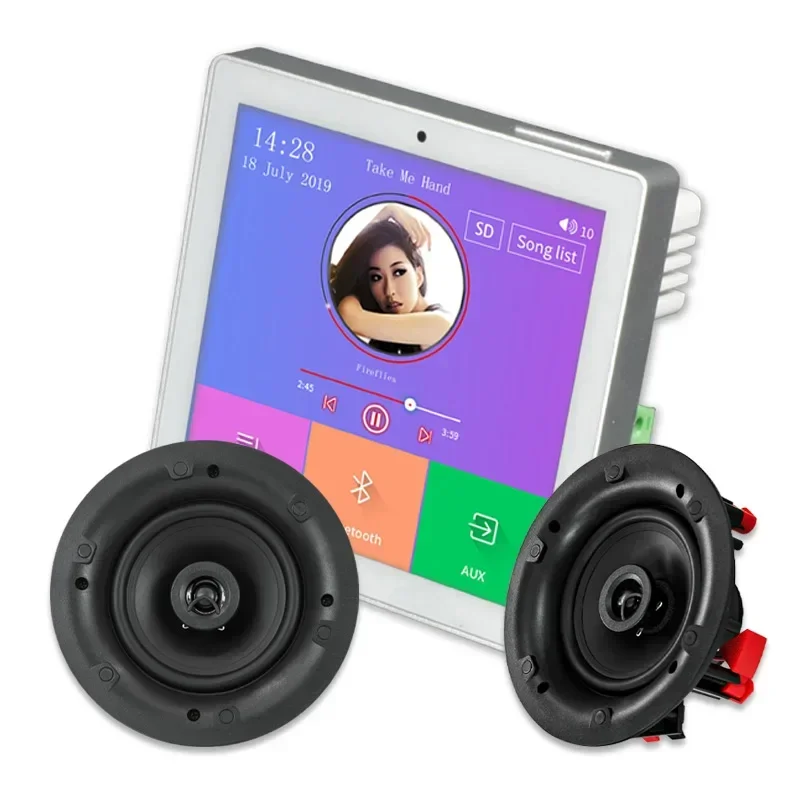 

Стереоусилитель для умного дома, 4-канальный, 4X30 Вт, 4-дюймовый сенсорный экран, настенный Bluetooth