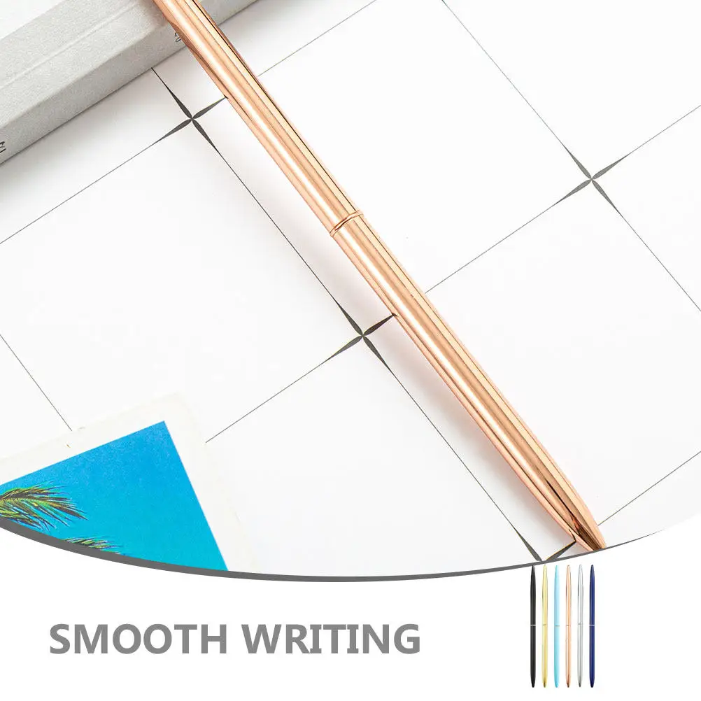 

6Pcs Office Business Pen High-End Writing Experience Metal Body Ballpoint for Signature and Note Taking in Hotels Banks