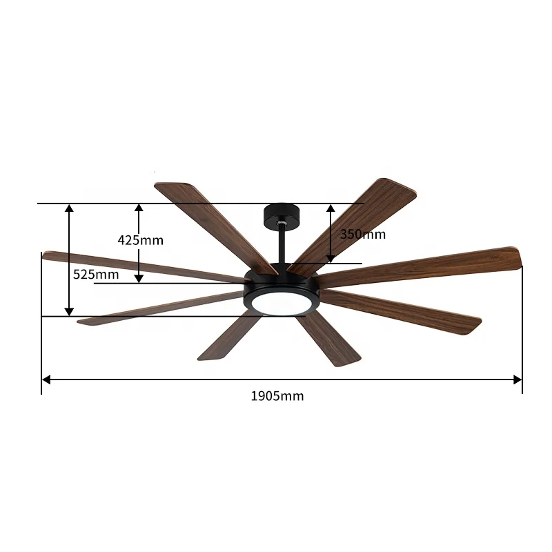Designer Choice Luxury Modern Large 75 Inch DC Motor Smart Led Ceiling Fan with Light and Remote for Bedroom