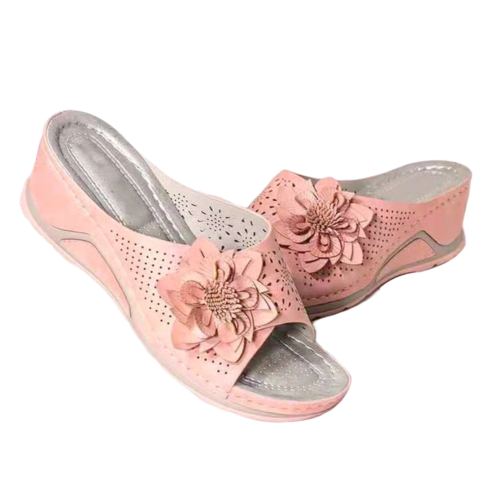 Soft Footbed Floral Shoes For Women 2022 Open Toe Beach Slippers Orthopedic Arch-support Sandals Shoes Summer Women's Slippers