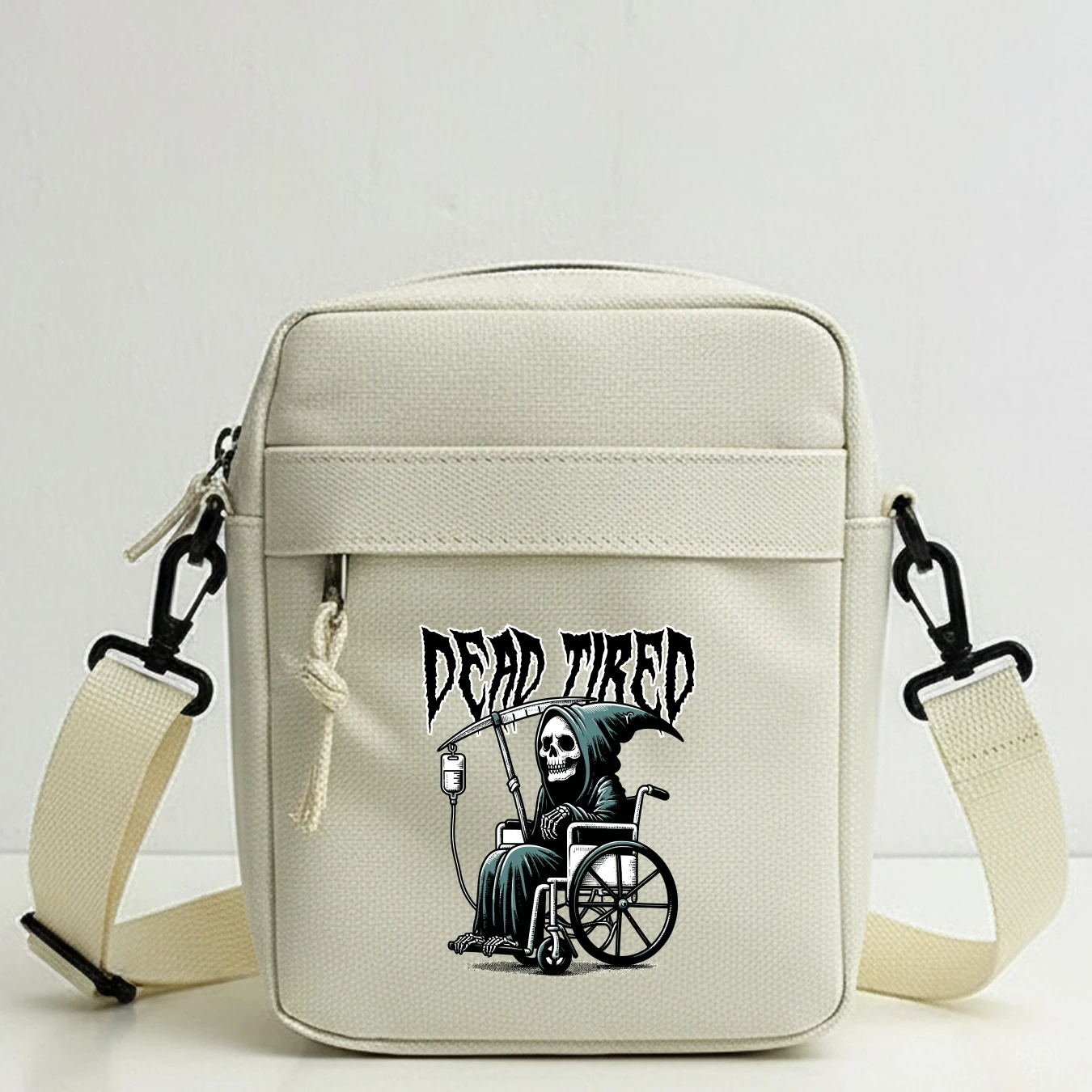 Grim Reaper Shoulder Bag with Multiple Pockets Adjustable Strap Casual Crossbody Satchel for Outdoor, School, Cycling, Travel,