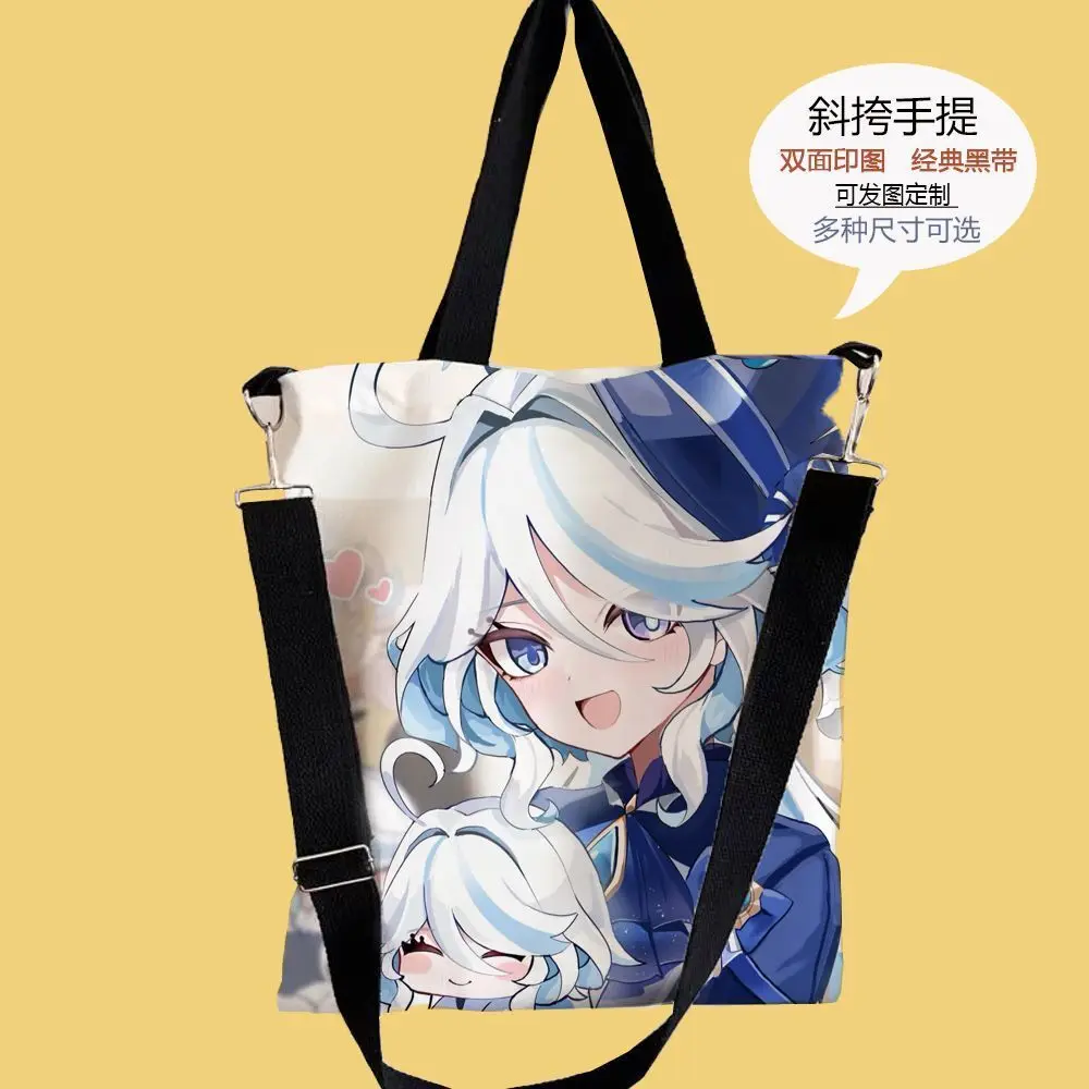 Genshin Impact Funina Canvas Student Tote Tutoring Shoulder Makeup Handheld Large Capacity School Bag Ani