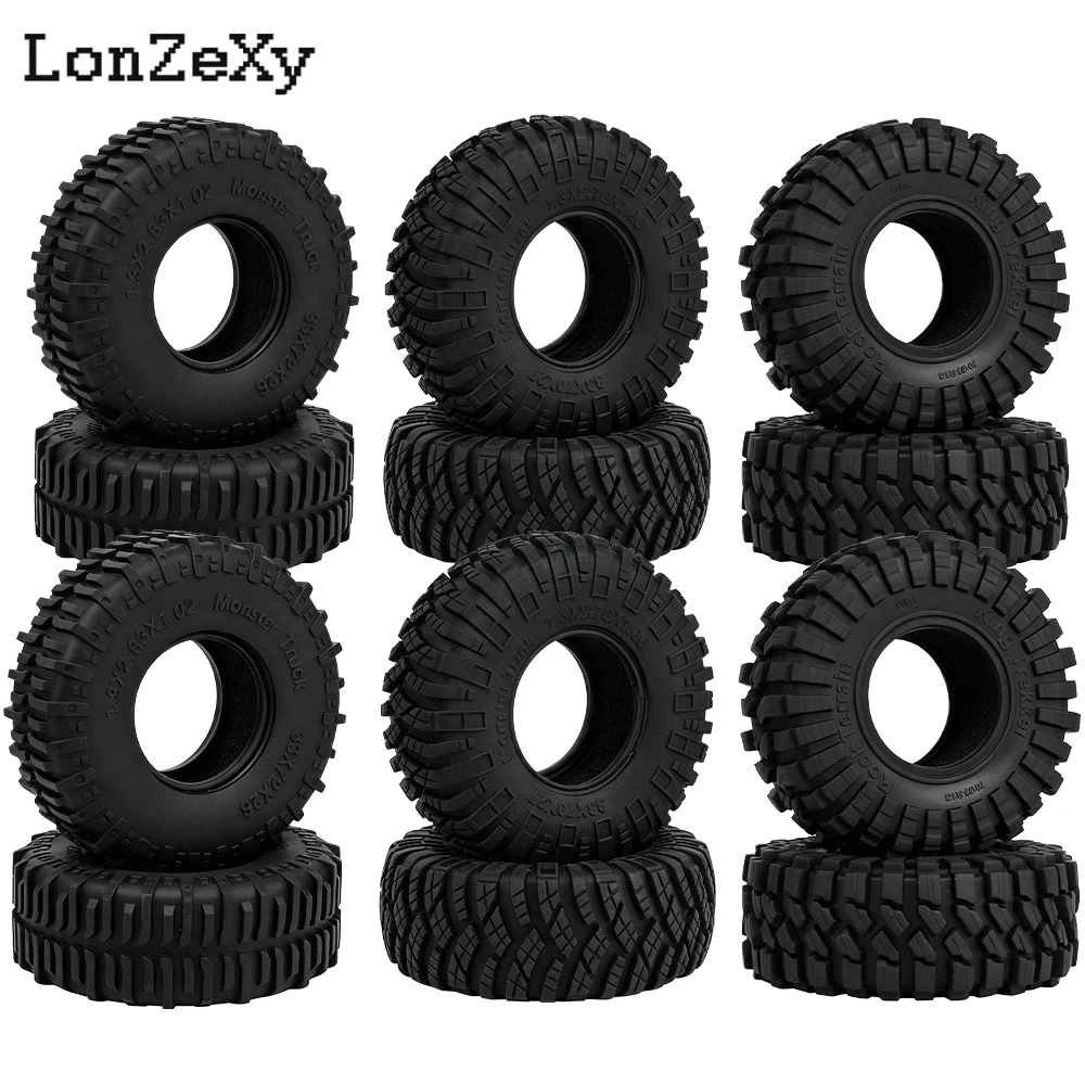4PCS 1.3 Inch Rubber Tyres All Terrain Wheel Tires for Axial 1/24 SCX24 FMS FCX24 1/18 TRX4M RC Crawler Upgrade Parts