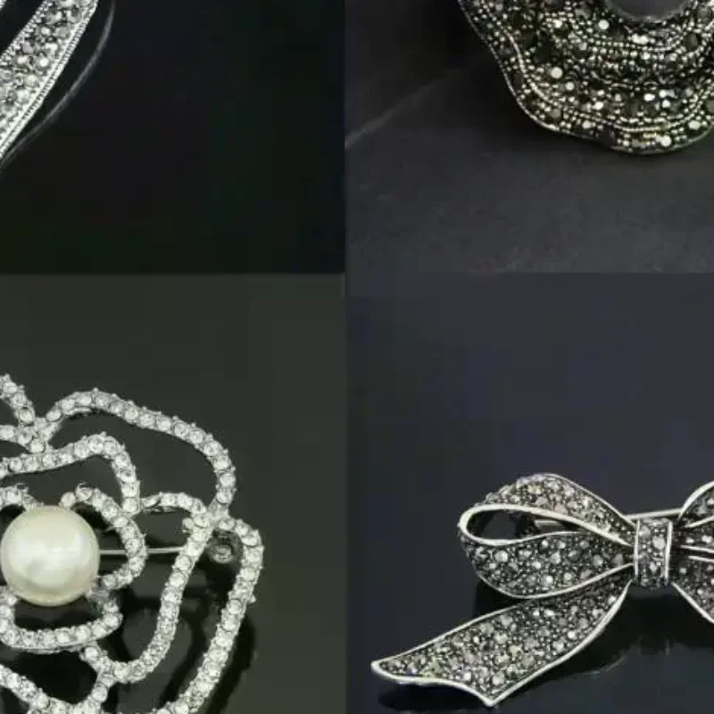 Vintage Rhinestone Pearl Bowknot Brooches Temperament Versatile Clothing For Women Jewelry Accessries Gifts
