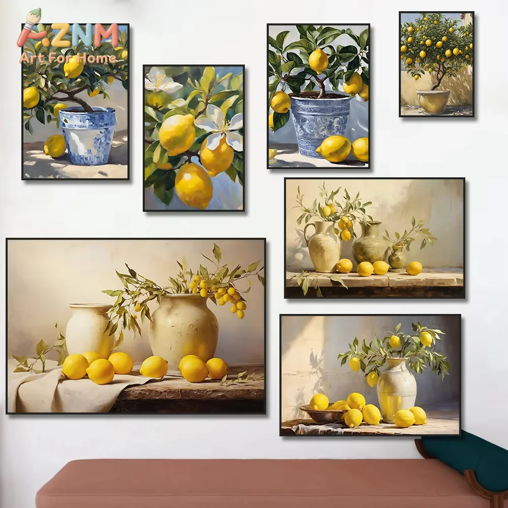 1PC Lemon Tree Poster Italian Kitchen Prints Canvas Painting Still Life Summer Fruit Wall Art Pictures Home Decoration