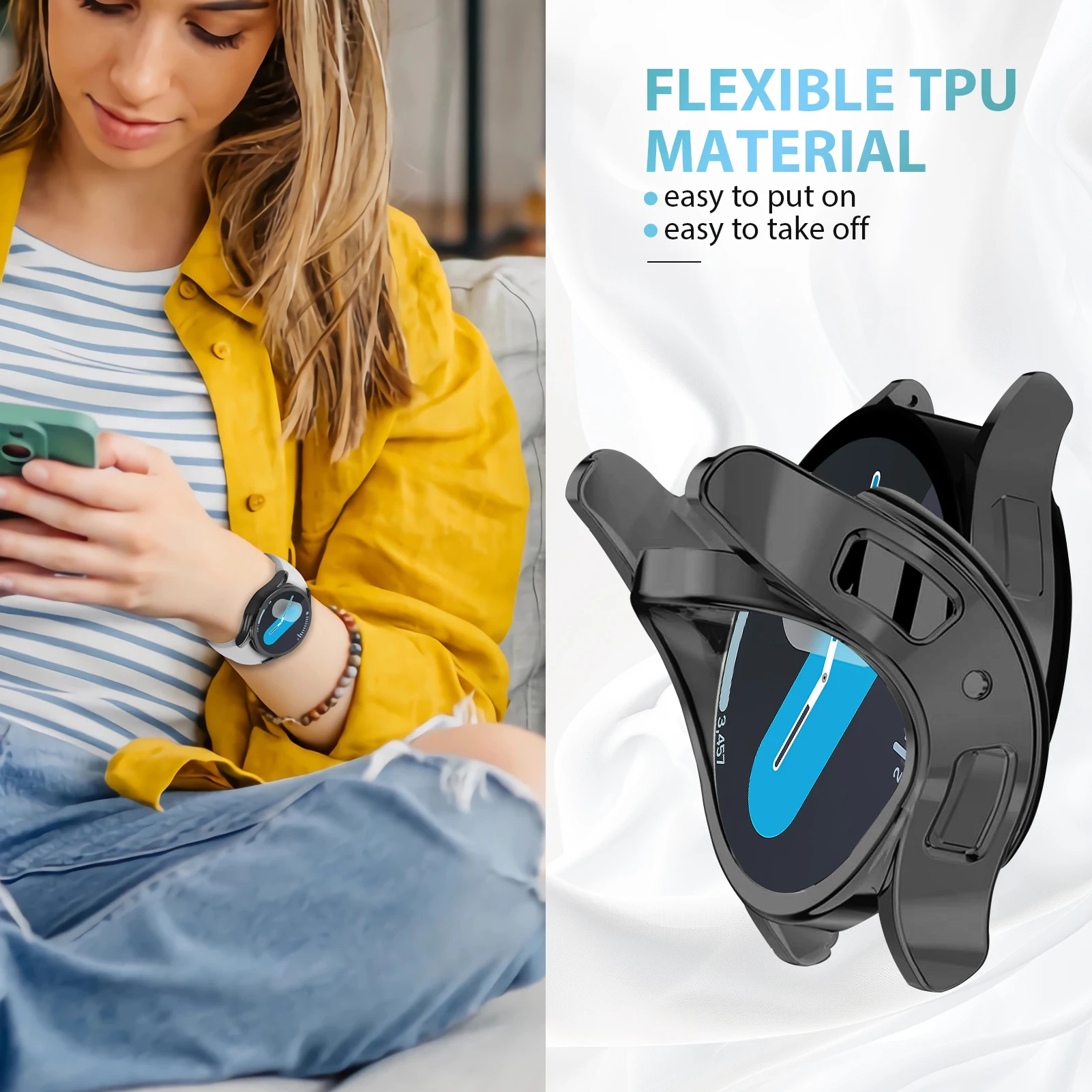 Capa para samsung galaxy watch 7 fe 44mm 40mm protetor de tela acessórios tpu escudo de pára-choques completo para galaxy watch 7 caso