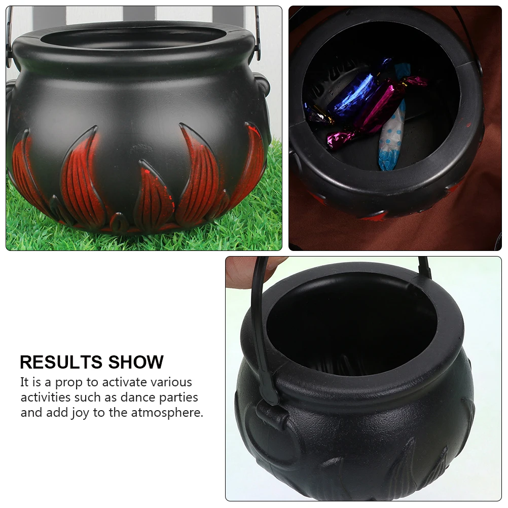 

4 Pcs Flame Candy Bucket Witch Pot Large Party Food Plastic Holder Big Cauldron Halloween Child
