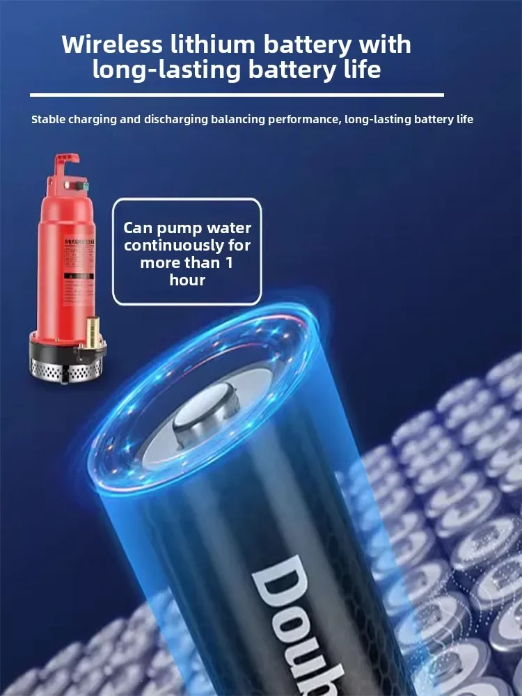 مضخة مياه لاسلكية قابلة لإعادة الشحن تعمل بالتحكم عن بعد، مضخة غاطسة صغيرة تعمل ببطارية الليثيوم للري في الزراعة. #3