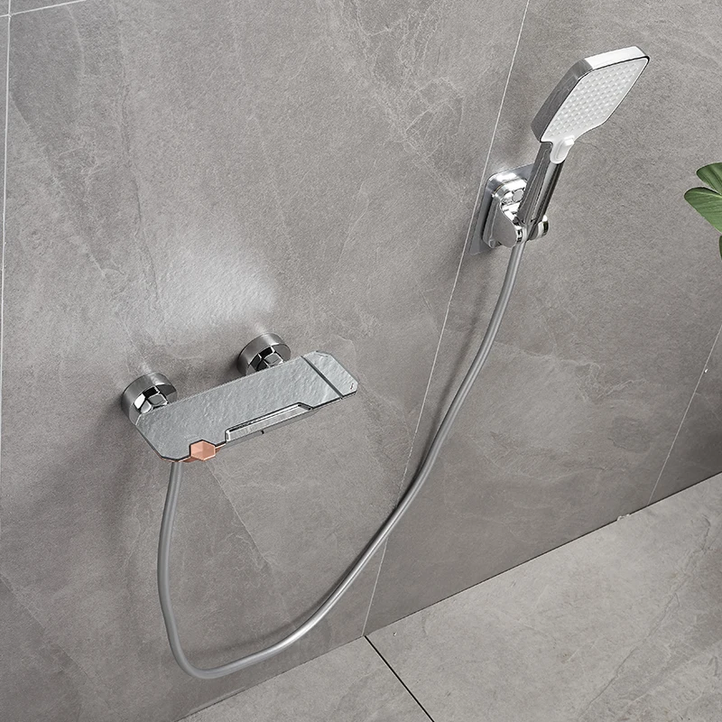 Wall-mounted bathtub faucet with multifunctional waterfall spout adjustable height easy to install, bathroom shower faucet
