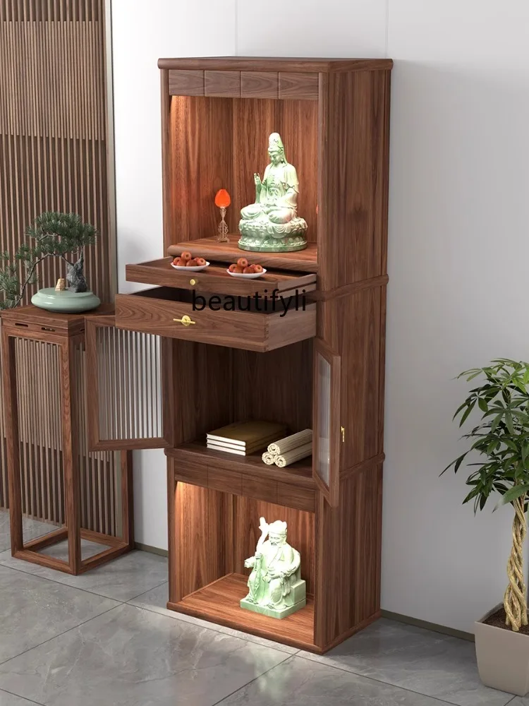 Three-Layer Altar Cabinet New Chinese Style Buddha Niche Glass with Door Altar Buddha Shrine Landlord Ancestorr Shrine Home