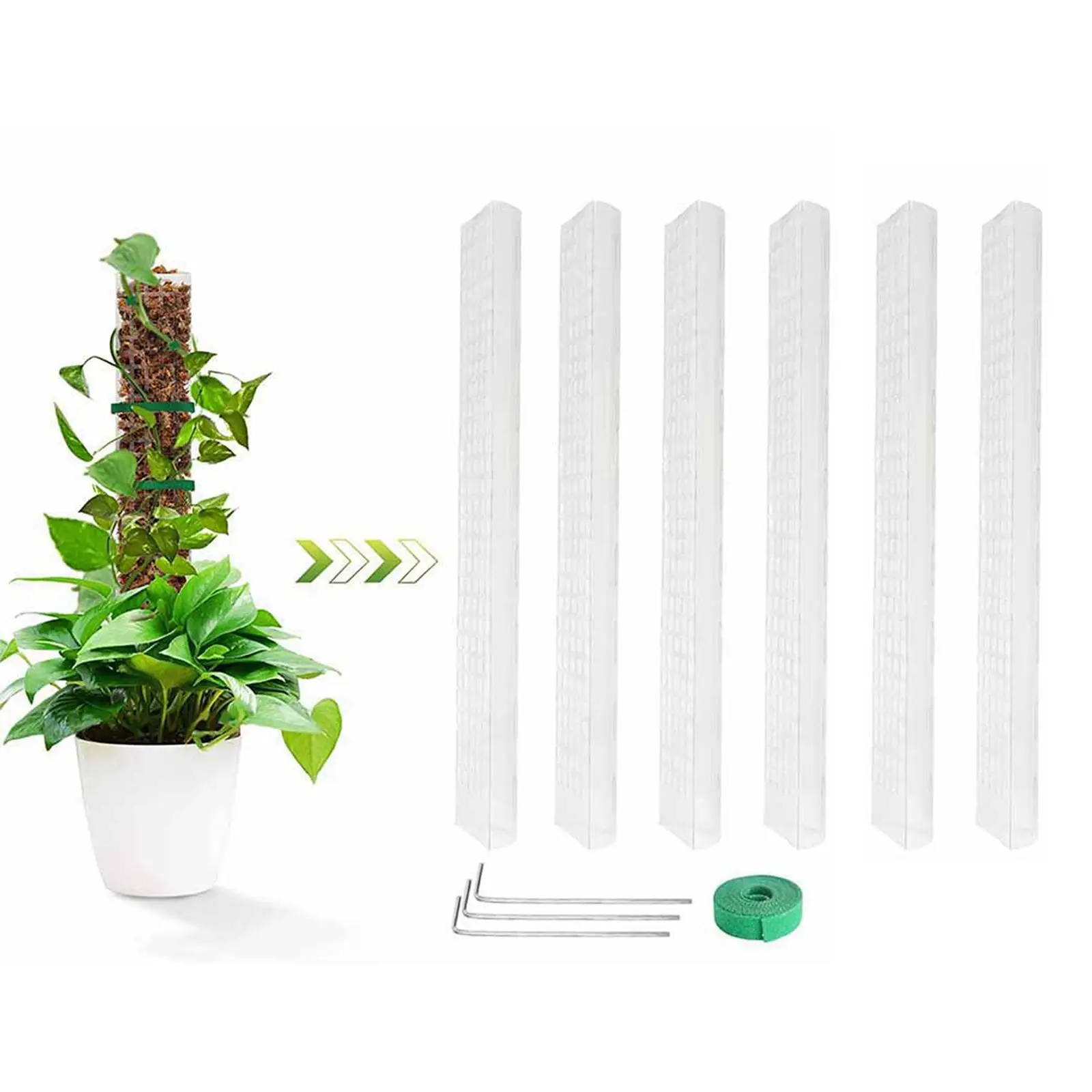 

6 Pieces Plastic Moss Pole Helping Plants Grow upwards Stackable Moss Pole for Courtyard Garden Growing Balcony Indoor Plants