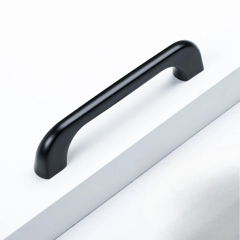 Matte Black Kitchen Cabinet Handles Square Drawer Knobs Simple Grey Wardrobe Pulls Zinc Alloy Modern Furniture Hardware