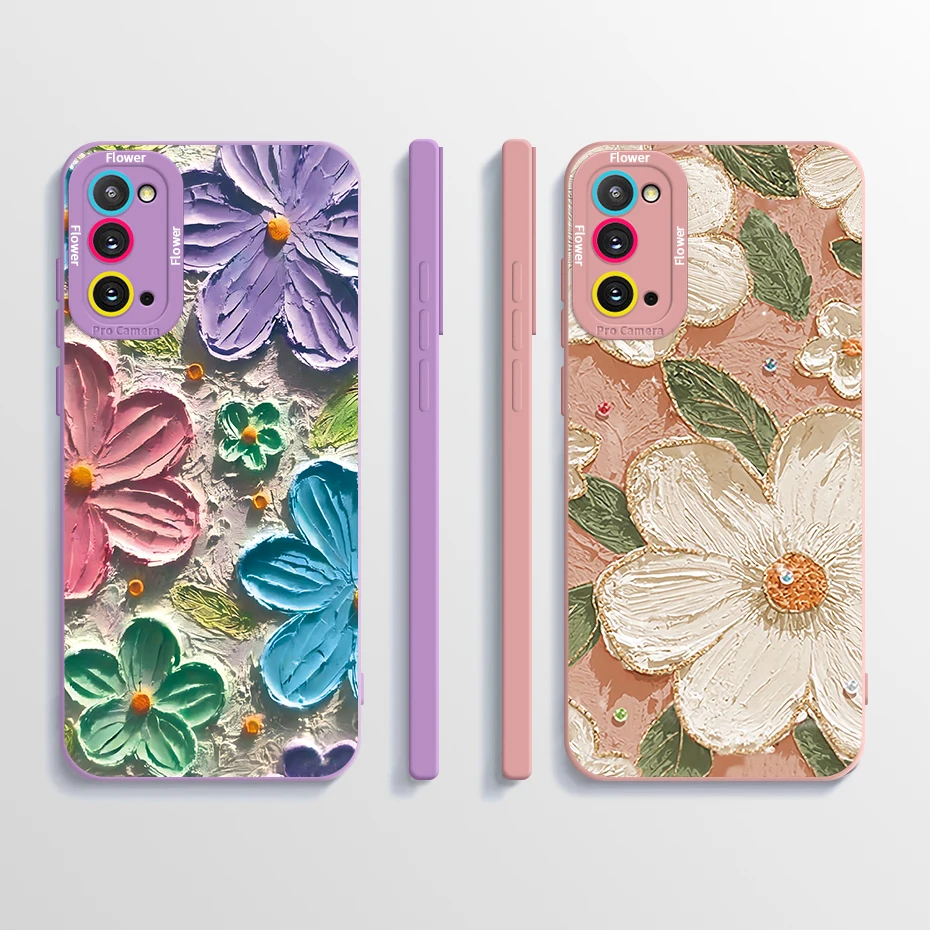 Case For Samsung S20 FE Plus Ultra Flower Soft Liquid Silicone Square Lens Protection Back Cover For Galaxy S 20 Plus S20FE Capa