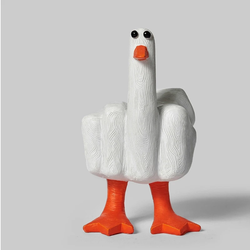 Engraçado dedo médio pato resina estatueta criativo mesa ornamento mordaça presente para amigos mesa de escritório decoração para casa escultura artesanato