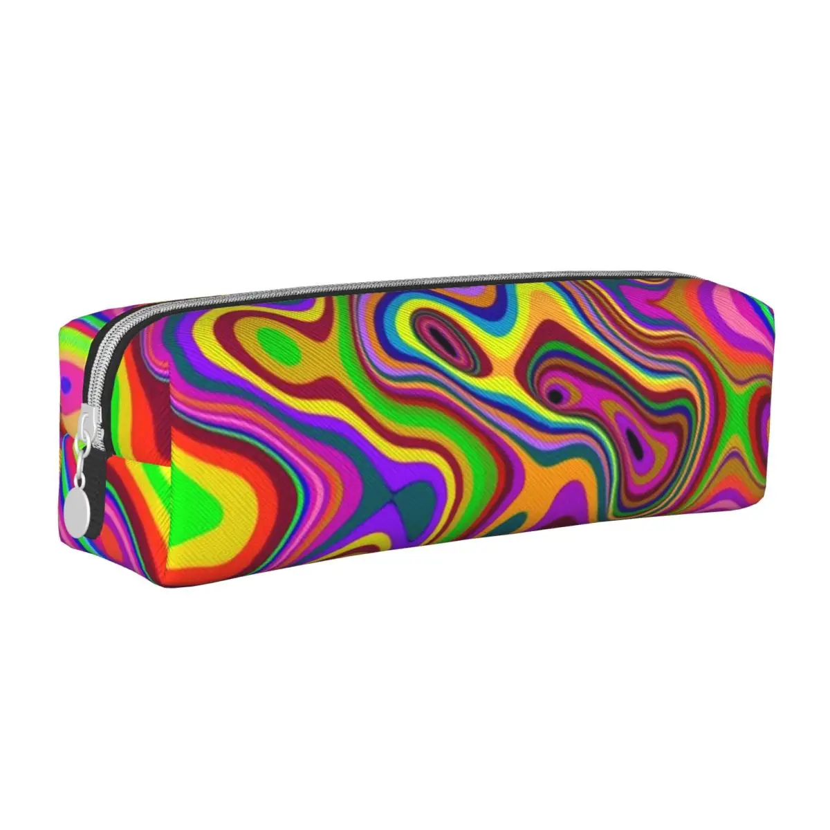 Psychedelic Pop Art Pencil Case Liquid Swirl School Pencil Cases PU Leather Girls Boys Fashion Pencil Box Stationery Organizer