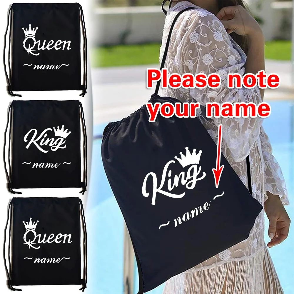 Personalized Customized Name Portable Lightweight Drawstring Backpack Foldable Gym Bags Large Capacity Sports Bag Unisex