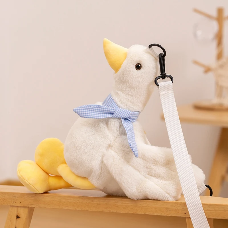 White Goose Cartoon Animal Single Shoulder Bag Adjustable Coin Wallet Shopping Plushie Friend Gift