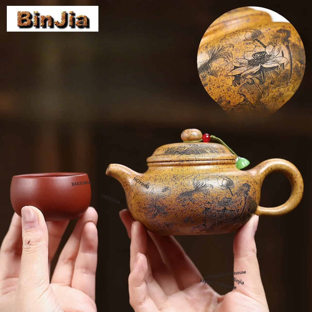 

220ml Authentic Yixing Purple Clay Teapots Handmade Lotus Pot Raw Ore The Keel Gold Sand Mud Kettle Zisha Tea Set Collection