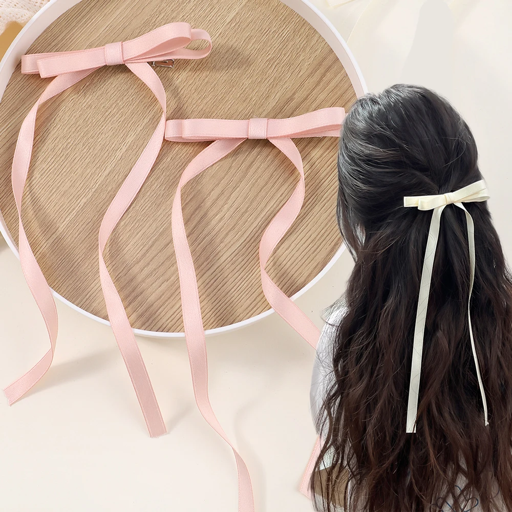 3Colors Bow Hair Band Korean Ribbon Long Tassel Hairpin Women Hair Accessories for Women Girls Christmas Party Hair Accessories