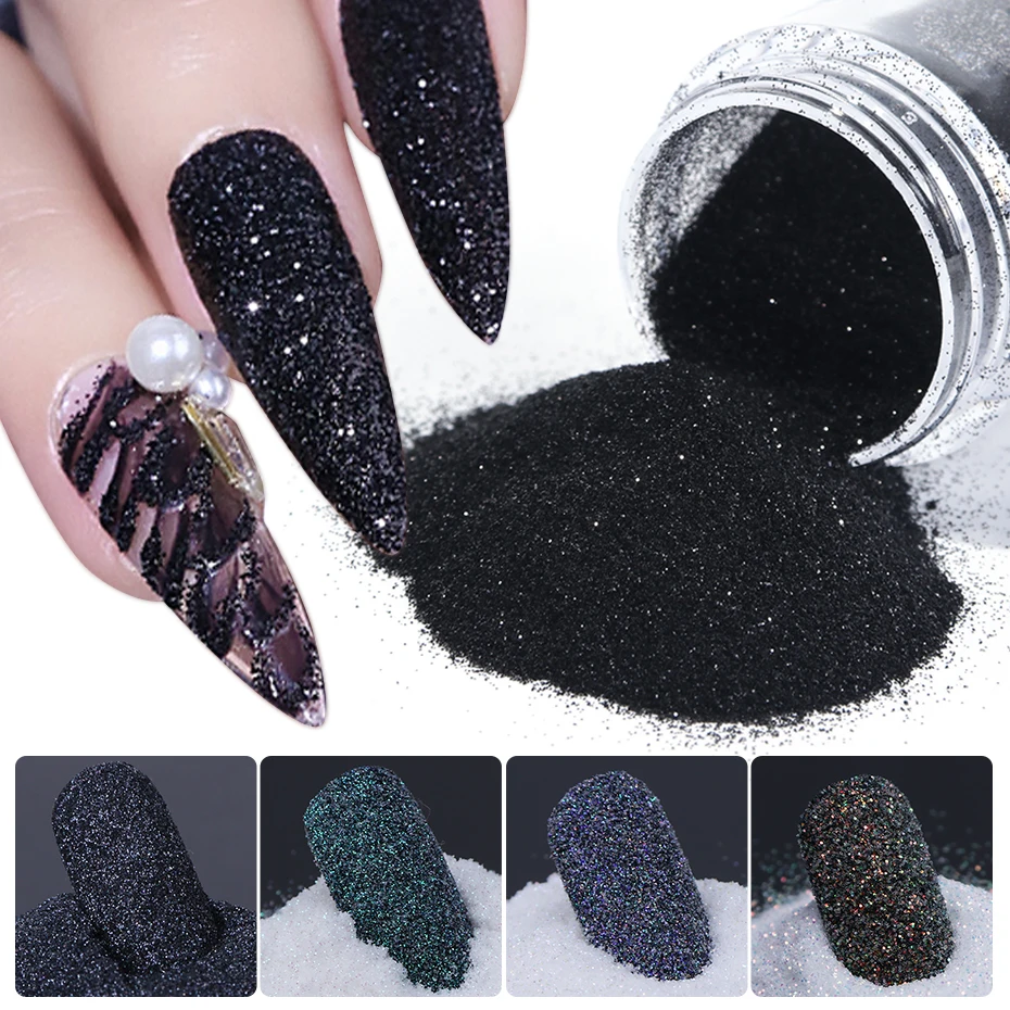 1 Box Nail Art Sugar Powder Black White Dipping Powder Dust Nail Art Pigment Glitter Laser Sequin Decoration Manicure JIMN-1