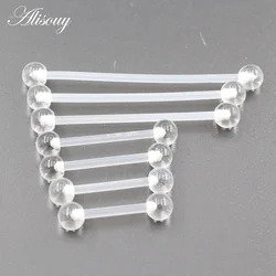 Alisouy 10PC/Lot 12mm-38mm Transparent Acrylic Ball Women Piercing Long Industrial Barbell Tongue Ring Ear Tragus Helix Stud