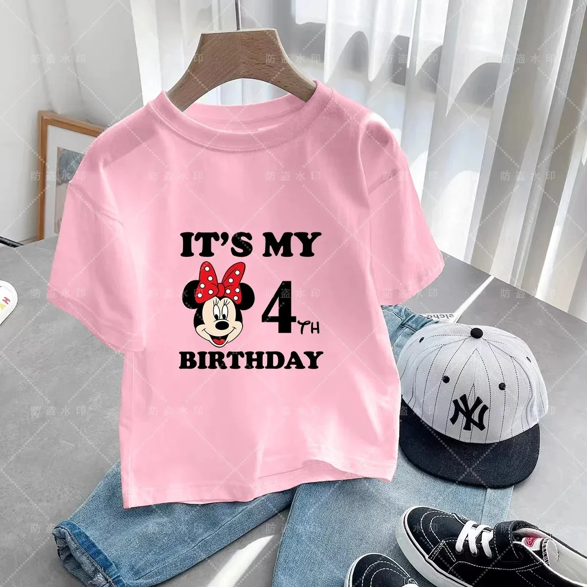 Boys Girls Minnie Mickey Mouse Shirt Kids Streetwear Short Sleeve Children\'s Tshirts 3-12 Birthday Clothing Tops Teenager 3-14y