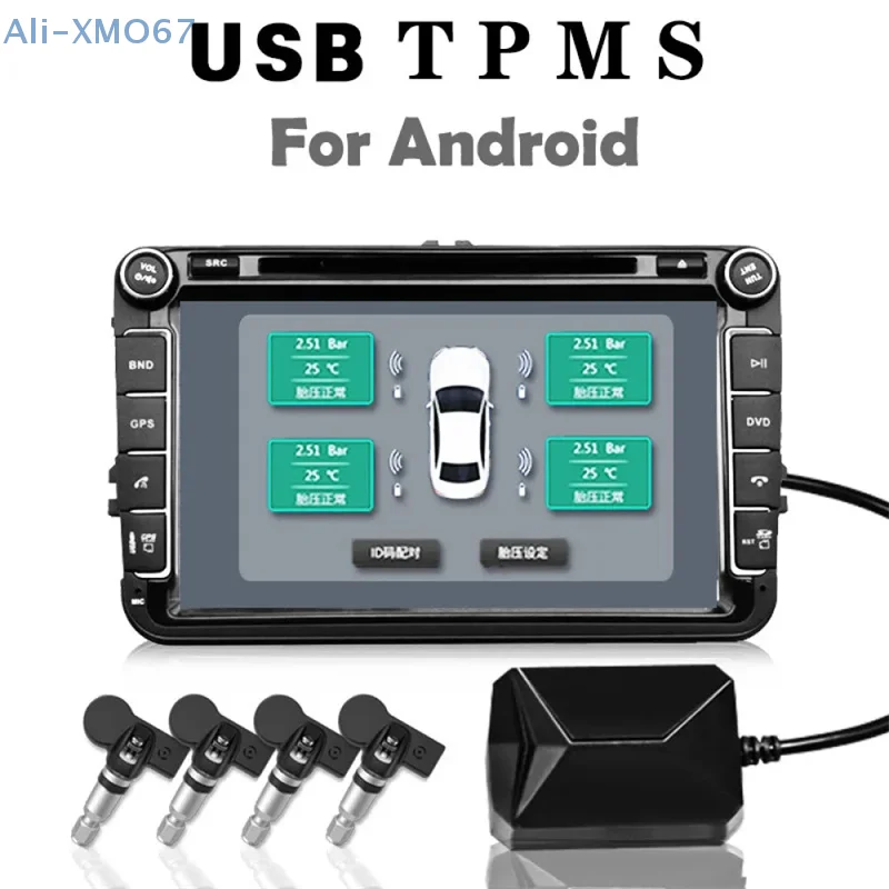 

Система контроля давления в шинах TPMS, USB-система на Android, с 4 внешними и внутренними датчиками для автомобильной навигации, радио